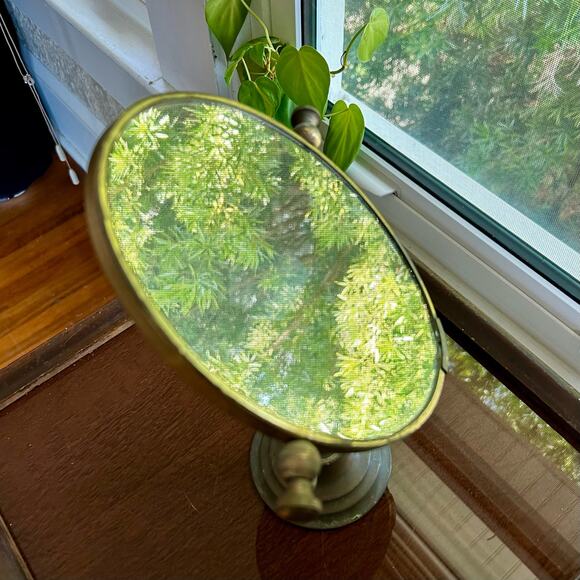 Vintage Tabletop Vanity Mirror with Ornate Floral and Rhinestone Embellishments - Picture 8 of 16